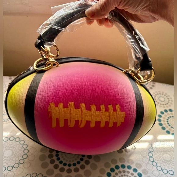 Caleesa Handbags - NWT-Football Shaped Purse 
Fun Shoulder Bag Crossbody
Gold chain hardware
